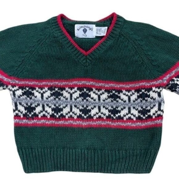 Kitestrings Knit fair Isle Long Sleeve Pullover Sweater Size 2T V-neck - Picture 2 of 8